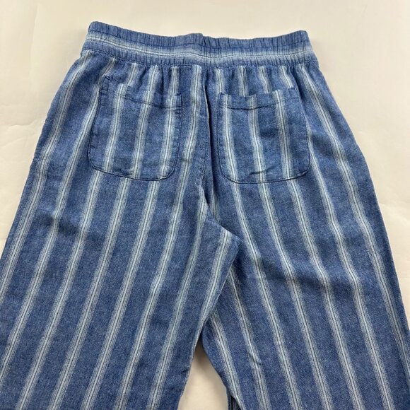 Old Navy Bright Blue Striped Linen Blend High Rise Wide Leg Lounge Pant S - Picture 7 of 8
